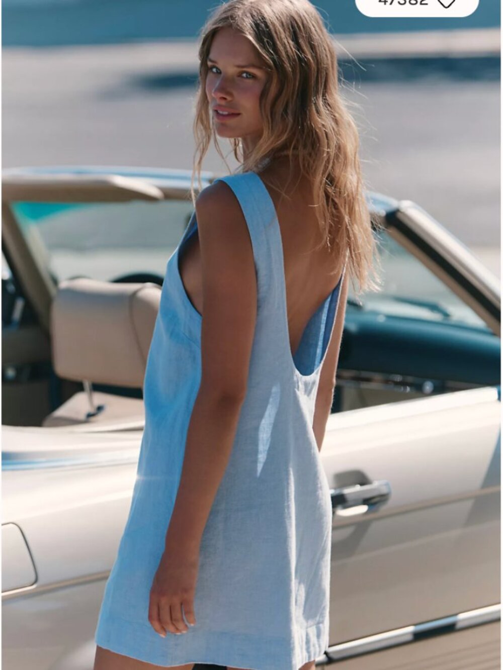 Free People (free-est) Full Of Sunshine Cotton-Linen Mini Dress — Dawn Sky, Size